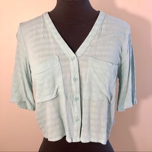 🌐 TOPSHOP MINT BLUE MIDRIFF CROP TOP 🌐